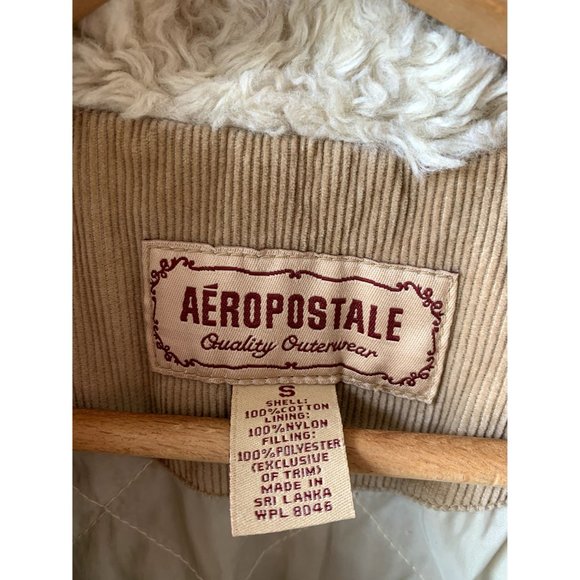 SOLD VTG Aeropostale Brown Corduroy Jacket with Fur Collar Size S - Picture 5 of 9